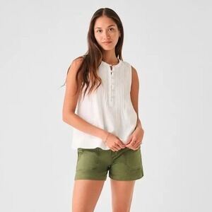 Faherty Isha Pintuck Pleat Linen Tank White Size Medium
